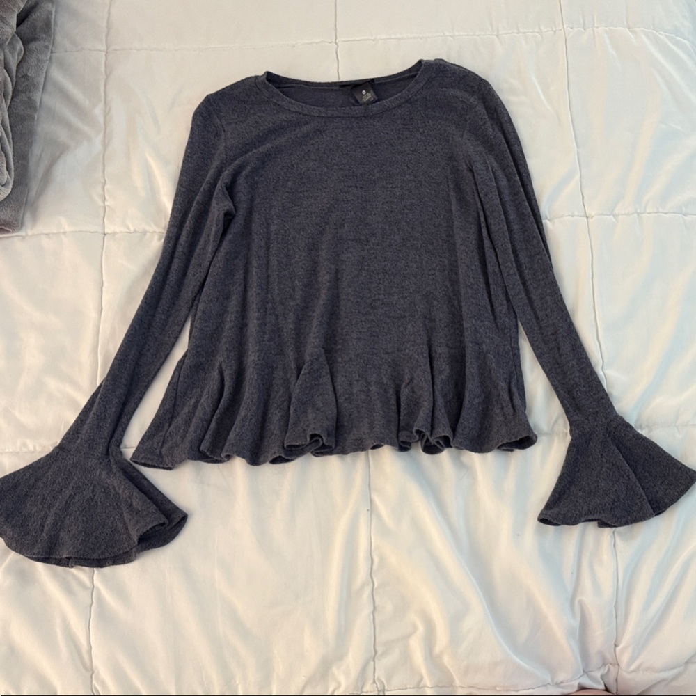 Gray Bell Sleeve Sweater